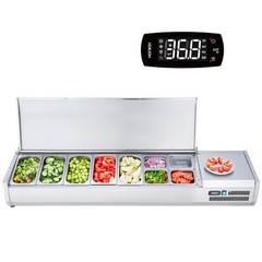 VEVOR Countertop Refrigerated Salad Pizza Prep Station 160 W Stainless Guard ETL