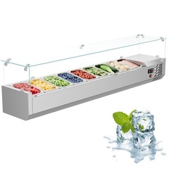 71 Inch Refrigerated Condiment Prep Station, Sandwich Prep Table Stainless Steel