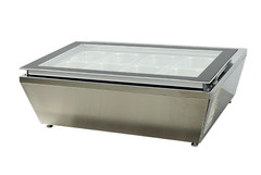 32″ W 1.3 cu. ft. Countertop Sandwich Prep Table with 8 Pans, Stainless Steel