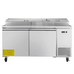 Uimoso Stainless Steel Double-Door Refrigerated Prep Table for Pizza