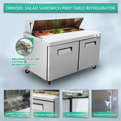 60″ Commercial Refrigerators Sandwich & Salad Prep Table Mega Top With 16 Pans