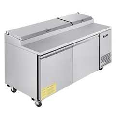 Uimoso Stainless Steel Double-Door Refrigerated Prep Table for Pizza