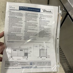 True 67” Work Top Cooler Model TWT-67, 115V