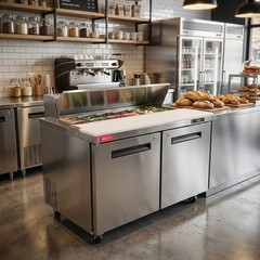 Stainless Steel 48′ 2-Door Salad Sandwich Prep Table Refrigerator 12 Pans