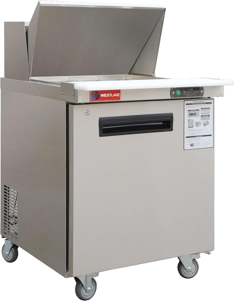 Mega Top Sandwich Salad Prep Table, 27″ 1 Door Refrigerated Prep Table, 12 Pans
