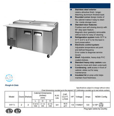71″ Refrigerated Pizza Sandwich Salad Food Prep Table 8 Pan Work Cooler NSF CSA