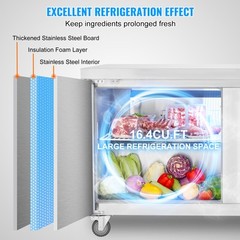 VEVOR 60″ Commercial Refrigerator Sandwich & Salad Prep Table 16.4 Cu. Ft Fridge