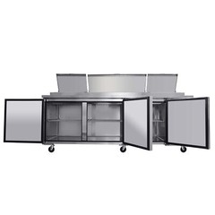 93” 3 Door Refrigerated Pizza Prep Table Commercial Stainless Steel 30.8 cu.ft.