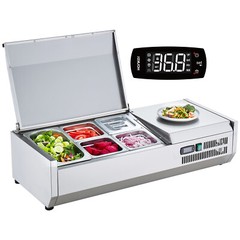VEVOR 40″ Countertop Refrigerated Salad Pizza Prep Station Stainless Cover ETL