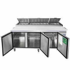 NEW 3 Door 93″ Refrigerated Pizza Prep Table Cooler NSF Atosa MPF8203GR #1150