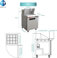 Mega Top Sandwich Salad Prep Table, 27″ 1 Door Refrigerated Prep Table, 12 Pans