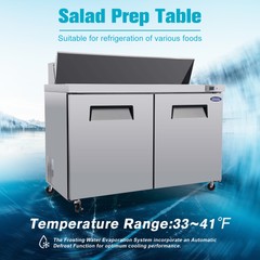48″ Sandwich Prep Table Commercial 12 Pan Salad Food Refrigerator ETL Certified