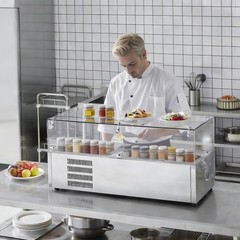 38″ Countertop Condiment Refrigerated Salad Sandwich Prep Station w/Glass Shield
