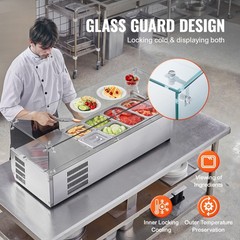 Uimoso Countertop Refrigerated Salad and Pizza Prep Station withGuard, 135 W ETL