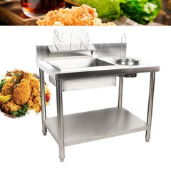 Breading Table Fried Food Prep Station Fry Chicken Work Table Stainless Steel