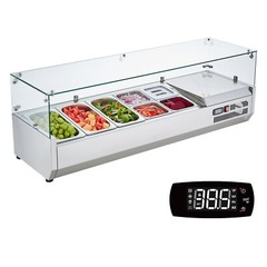 VEVOR 55″ Countertop Refrigerated Salad Pizza Prep Station 140 W Glass Guard ETL
