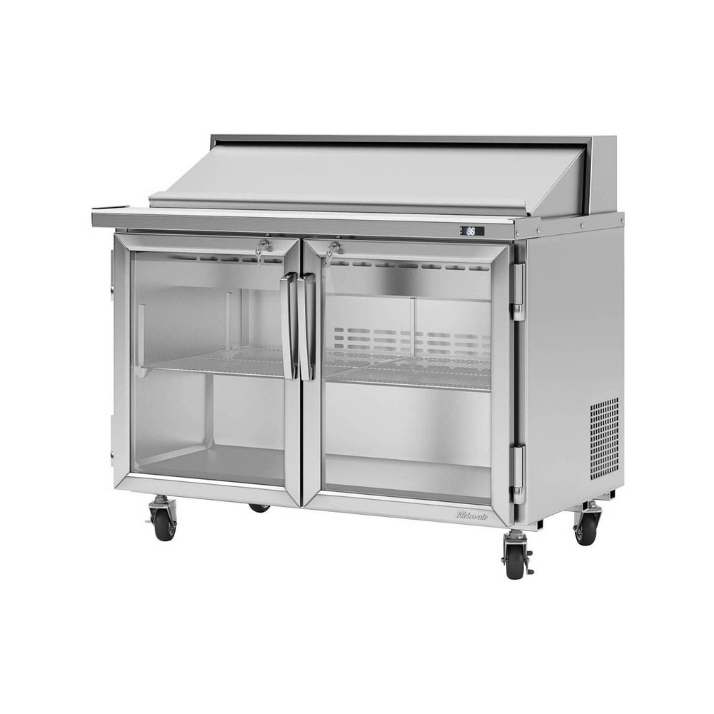 Turbo Air PST-48-G-N 48″ Two Section Sandwich / Salad Prep Table w/ 2 Glass D…