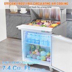 VEVOR Commercial Refrigerator 28″ Sandwich Salad Prep Table 1 Door with 12 Pans