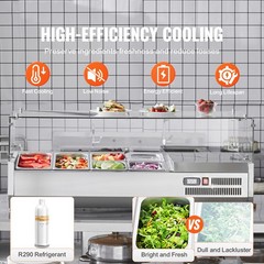 Uimoso Countertop Refrigerated Salad and Pizza Prep Station withGuard, 135 W ETL