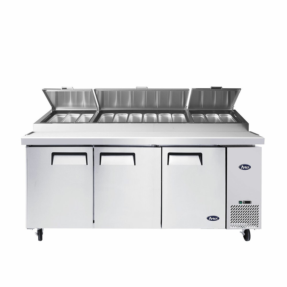 NEW 3 Door 93″ Refrigerated Pizza Prep Table Cooler NSF Atosa MPF8203GR #1150
