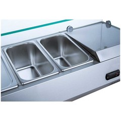 48″ Refrigerated Countertop Salad Bar, Glass Topping Rail, 4 Pans