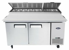 NEW 2 Door 67″ Refrigerated Pizza Prep Table Cooler NSF Atosa MPF8202GR #2229