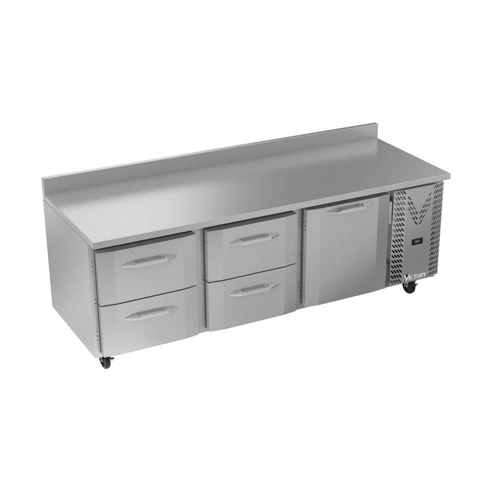 Victory VWRD93HC-4 93″ Three-Section Worktop Refrigerator w/ 4 Drawers, 1 Doo…
