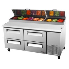 Turbo Air TPR67SDD4N 67 in 4 Drawer Super Deluxe Pizza Prep Table