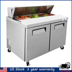 48″ Commercial Sandwich & Salad Prep Table Refrigerator 14Cu.Ft R290 Refrigerant
