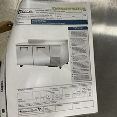 True 67” Work Top Cooler Model TWT-67, 115V