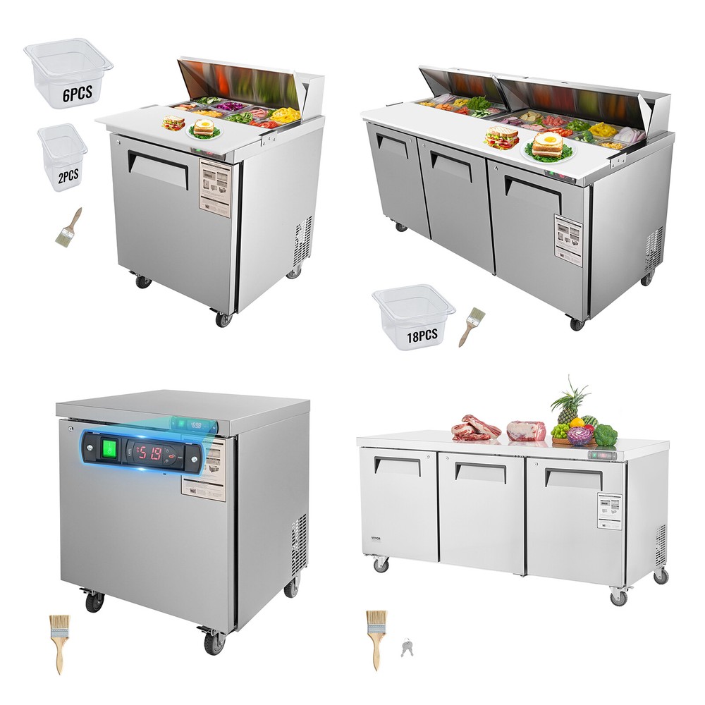 VEVOR 28/48/60/72″ Refrigeration Sandwich Salad Prep Table Undercounter Worktop