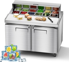 48″ Commercial Pizza-Sandwich Prep Table Fridge Perfect for Pizzeria&Deli Prep