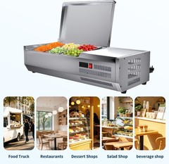130W Countertop Refrigerated Condiment Prep Station 35-46F Digital Auto Defrost