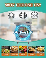 Commercial 28” Refrigerated Salad Sandwich Prep Table Single Door 7.4 cu.ft.