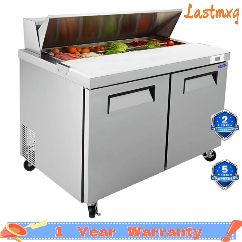 48” Commercial Salad & Sandwich Prep Table Refrigerator Cooler 12Pan Restaurant