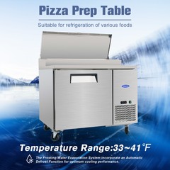 44″ Commercial Pizza Prep Table with a Built-in Refrigerator ETL Certified 11ft³