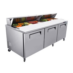 72” Commercial Refrigerated Sandwich & Salad Prep Table Three Door 22 cu.ft.