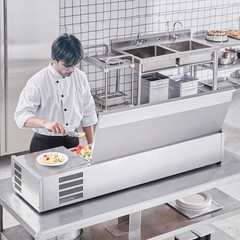 VEVOR Countertop Refrigerated Salad Pizza Prep Station 150 W Stainless Guard ETL