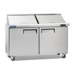 60″ Mega Top Sandwich Prep Table, ICECASA 3 Door Food Bain Marie Cooler, 24 Pans