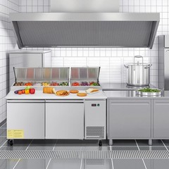 Uimoso Stainless Steel Double-Door Refrigerated Prep Table for Pizza