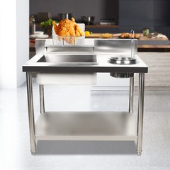 Stainless Steel Commercial Breading Table Manual Prep Station Chicken Fish Fried
