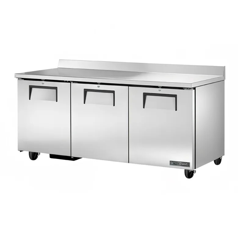 True TWT-72-HC 72″ 3-Section Worktop Refrigerator w/ 3 Doors, Rear Mounted