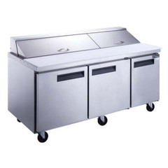 Brand new Dukers DSP72-18-S3 3-Door Food Prep Table Refrigerator