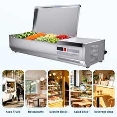 45″ Commercial Refrigerated Condiment Prep Station 135W R290 304SS ETL 35-46°F
