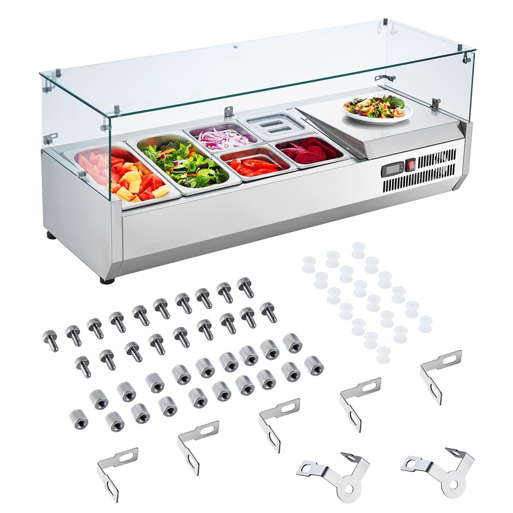 Uimoso Countertop Refrigerated Salad and Pizza Prep Station withGuard, 135 W ETL