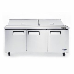 NEW 3 Door 73″ Refrigerated Prep Table Stainless Steel NSF Atosa MSF8304GR #2227