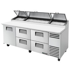True TPP-AT-93D-4-HC 93″ Solid Door & 4 Drawers Refrigerated Pizza Prep Table…