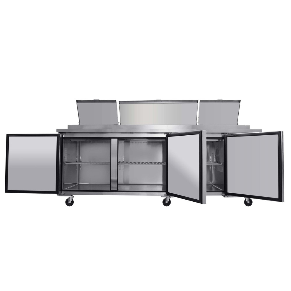 93″ Commercial Pizza/Sandwich Prep Table Refrigerator, Stainlesis Steel, 31Cu.ft