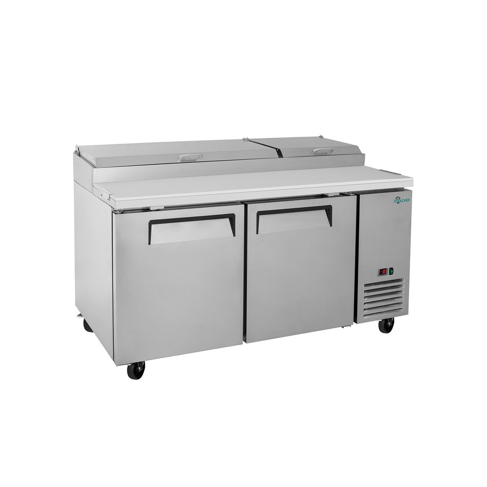 Commercial 69” Refrigerated Pizza Prep Table 2 Door Stainless Steel 20.8 cu.ft.