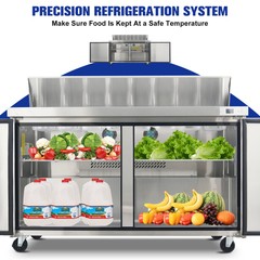 61″ Wide Sandwich Prep Table Commercial Salad Food Refrigerator ETL Certified